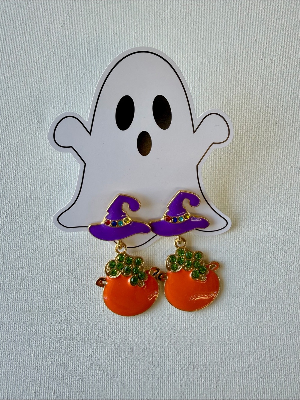NEW Halloween Witch Hat and Pumpkin Drop Calderon Earrings - Purple & Orange💜🎃